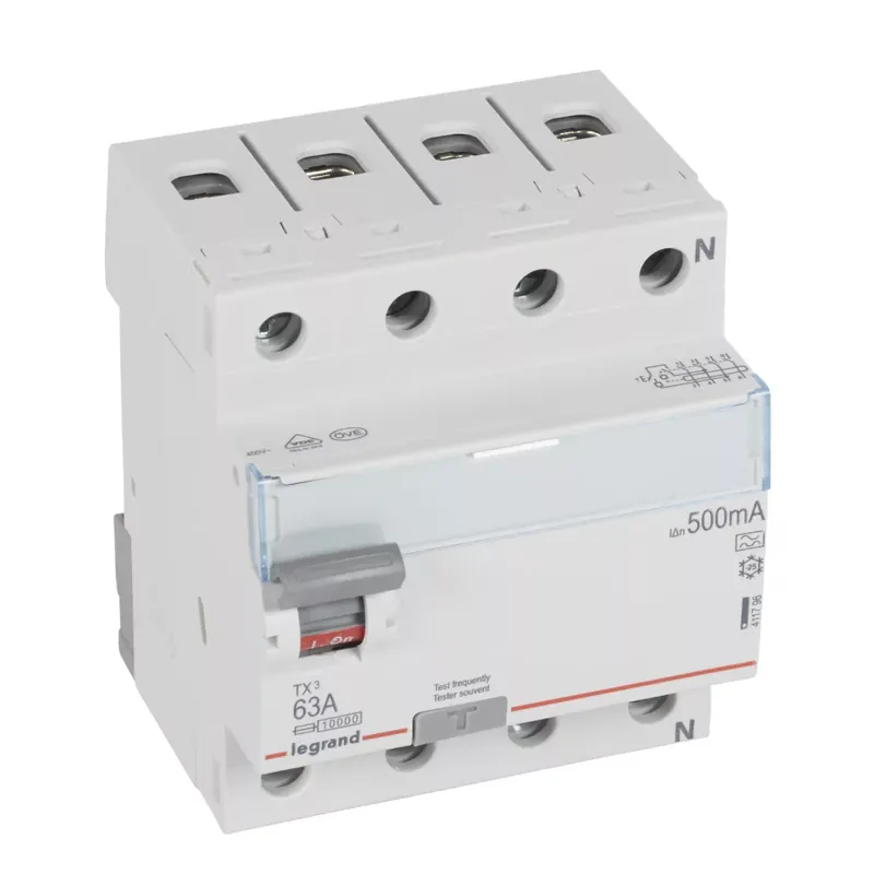Legrand TX3 áram-védőkapcsoló 4P D 63A 500MA A (Legrand 411796) Outlet