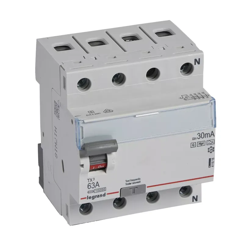Gyors kiszállítás Legrand TX3 áram-védőkapcsoló 4P D 63A 30MA A-HPI (Legrand 411816)