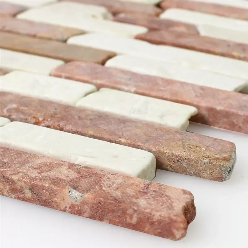 Azonnal elérhető Minta tól től Mozaik Csempe Üveggolyó Rosso Cream