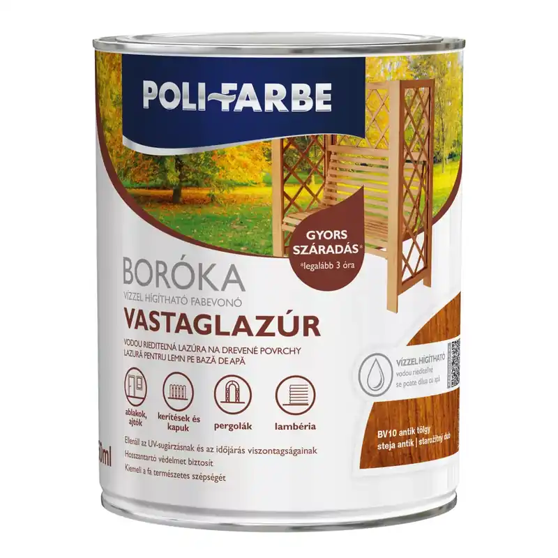 Prémium Poli-Farbe Boróka antik tölgy 0,75 l vizes bázisú lazúrfesték