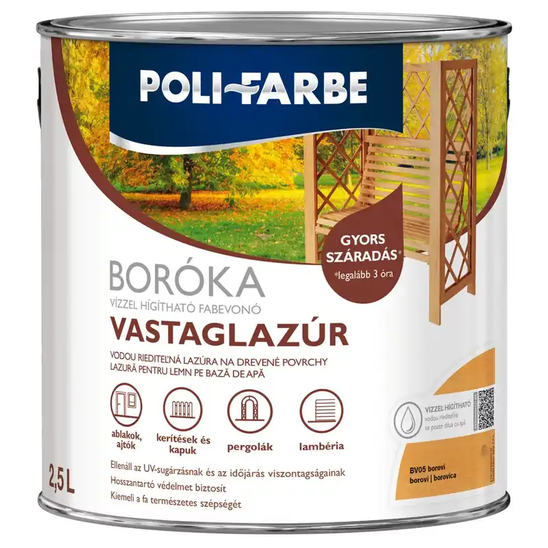 Poli-Farbe Boróka borovi 2,5 l vizes bázisú lazúrfesték Különleges ajánlat