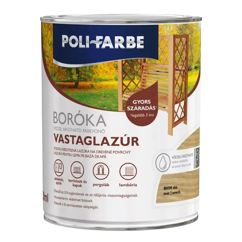 Poli-Farbe Boróka dió 0,75 l vizes bázisú lazúrfesték Bestseller