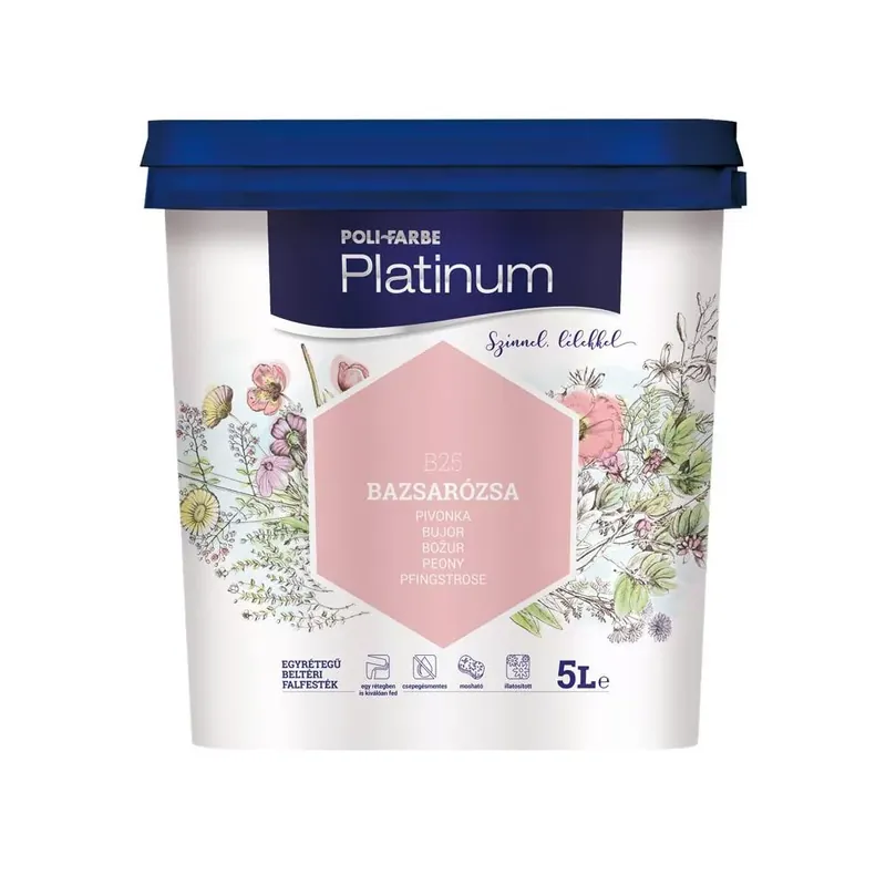 Poli-Farbe Platinum bazsarózsa 5 l színes beltéri falfesték Gyors szállítás