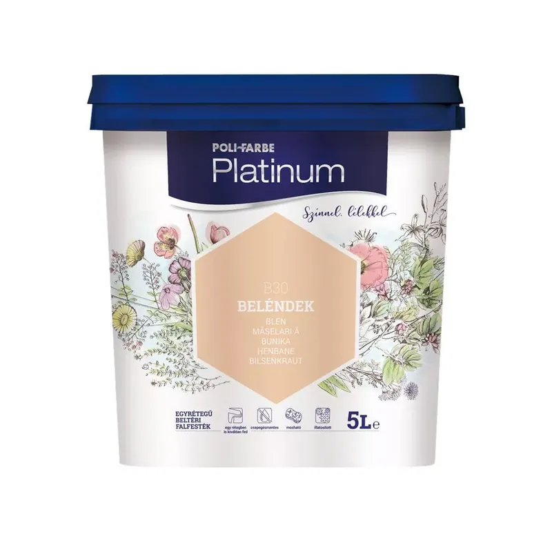 Poli-Farbe Platinum beléndek 5 l színes beltéri falfesték Gyors szállítás