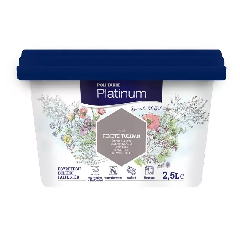 Poli-Farbe Platinum fekete tulipán 2,5 l színes beltéri falfesték Csak ma