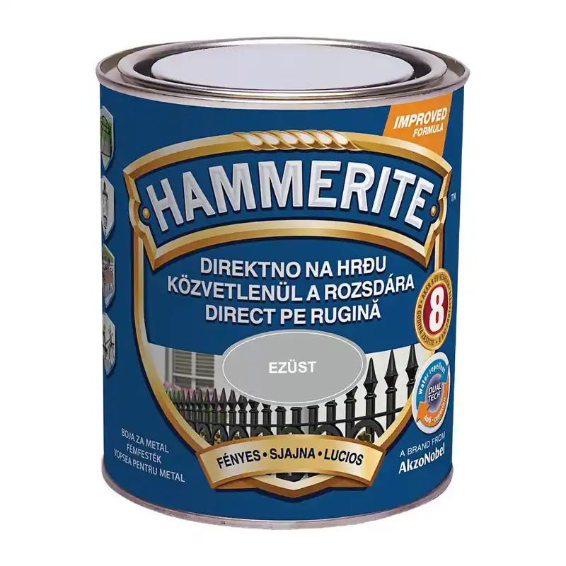 Hammerite közvetlenül rozsdára festék ezüst fényes 0,75 l Expressz szállítás