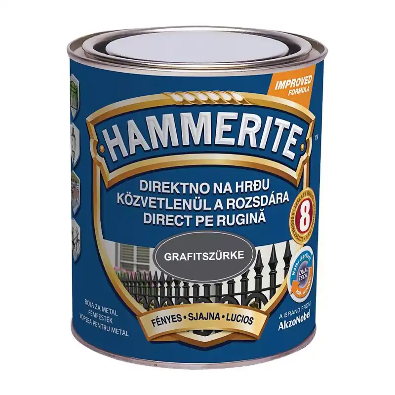 Legkelendőbb Hammerite közvetlenül rozsdára festék grafitszürke RAL 7016 fényes 0,75 l