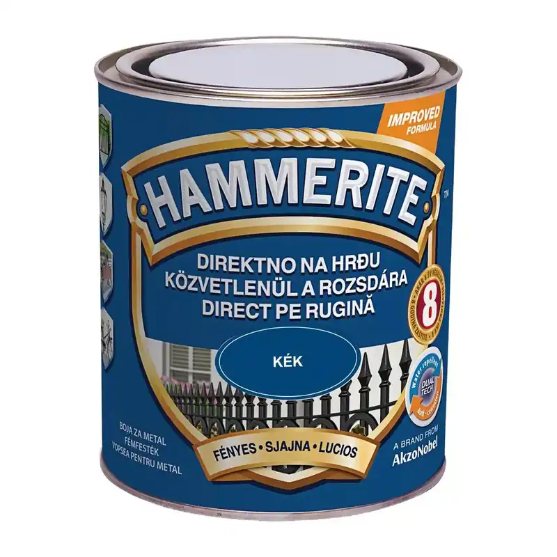 Hammerite közvetlenül rozsdára festék kék fényes 0,75 l Biztonságos fizetés