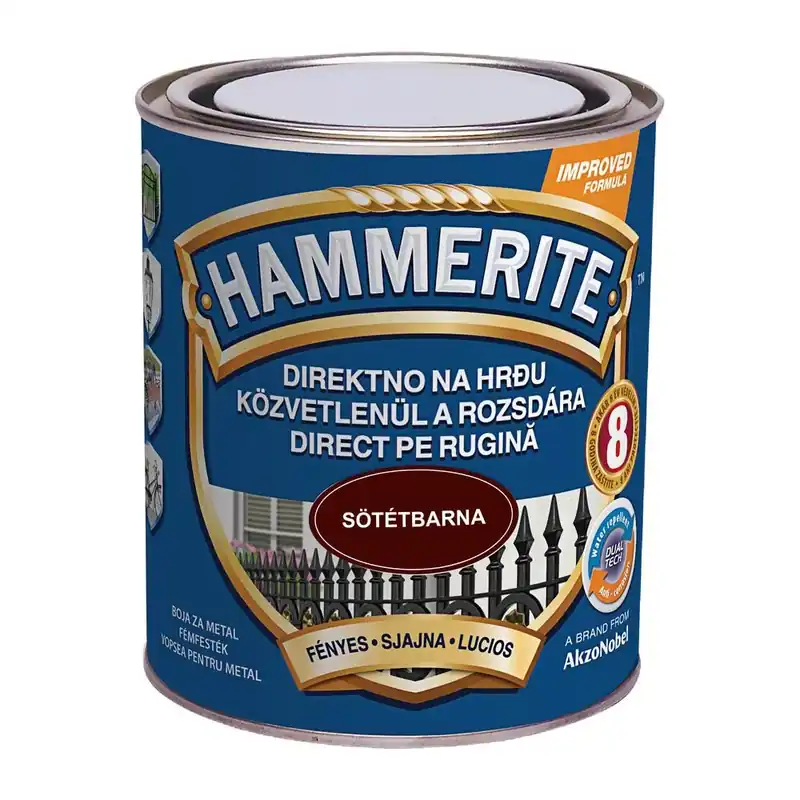 Legjobb ár Hammerite közvetlenül rozsdára festék sötétbarna fényes 0,75 l
