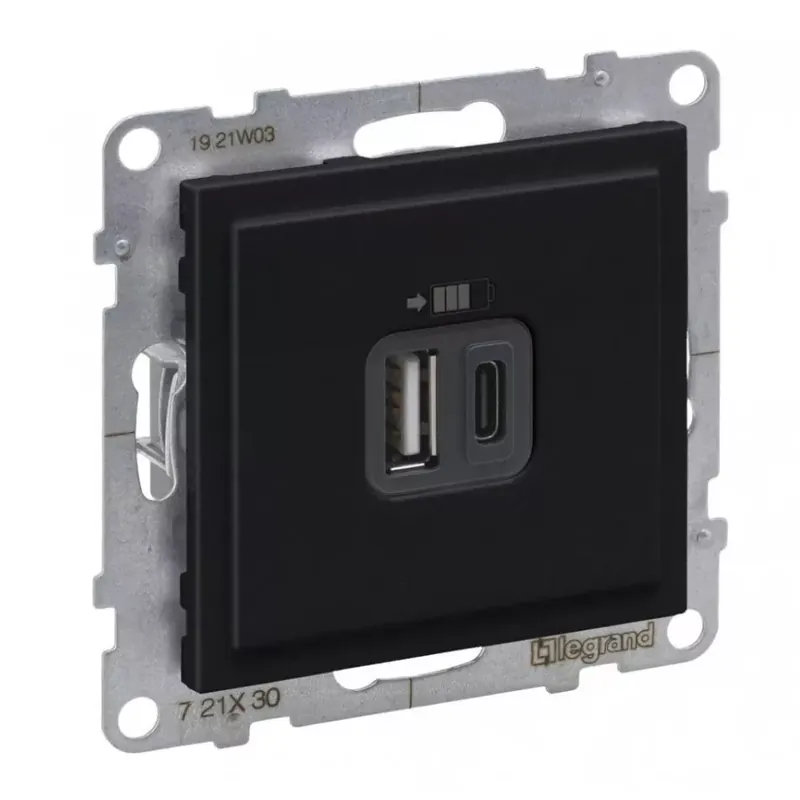 Biztonságos vásárlás Legrand Suno 2xUSB - A+C csatlakozóaljzat, 3 A - 15 W, fekete (Legrand 721430)