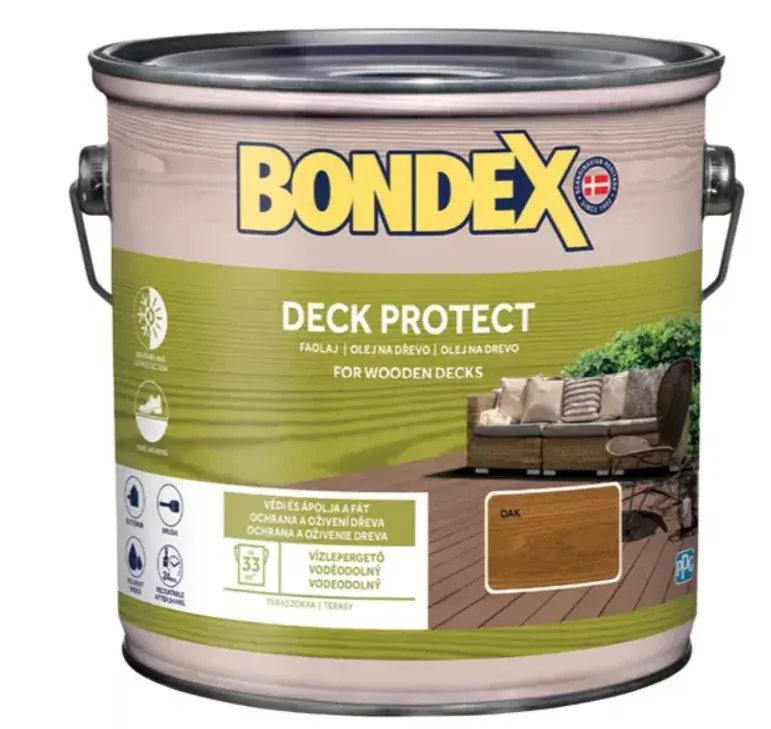 Faápoló olaj Bondex Deck Protect favédő és -ápoló olaj tölgy 2,5l Exkluzív ajánlat