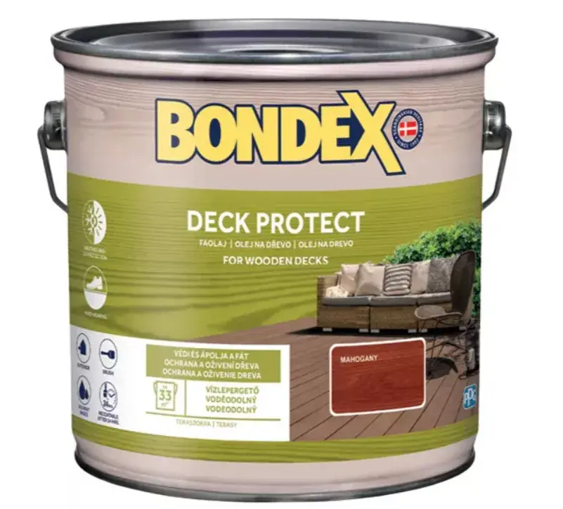 Kedvezmény Faápoló olaj Bondex Deck Protect favédő és -ápoló olaj vöröses mahagóni 2,5l