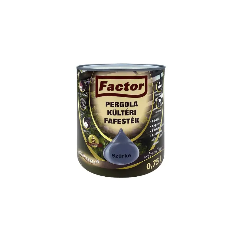 Alacsony ár Factor Pergola kültéri fafesték szürke 0,75 l