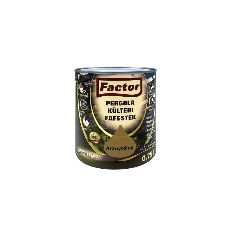 Factor Pergola kültéri fafesték aranytölgy 0,75 l Azonnali szállítás