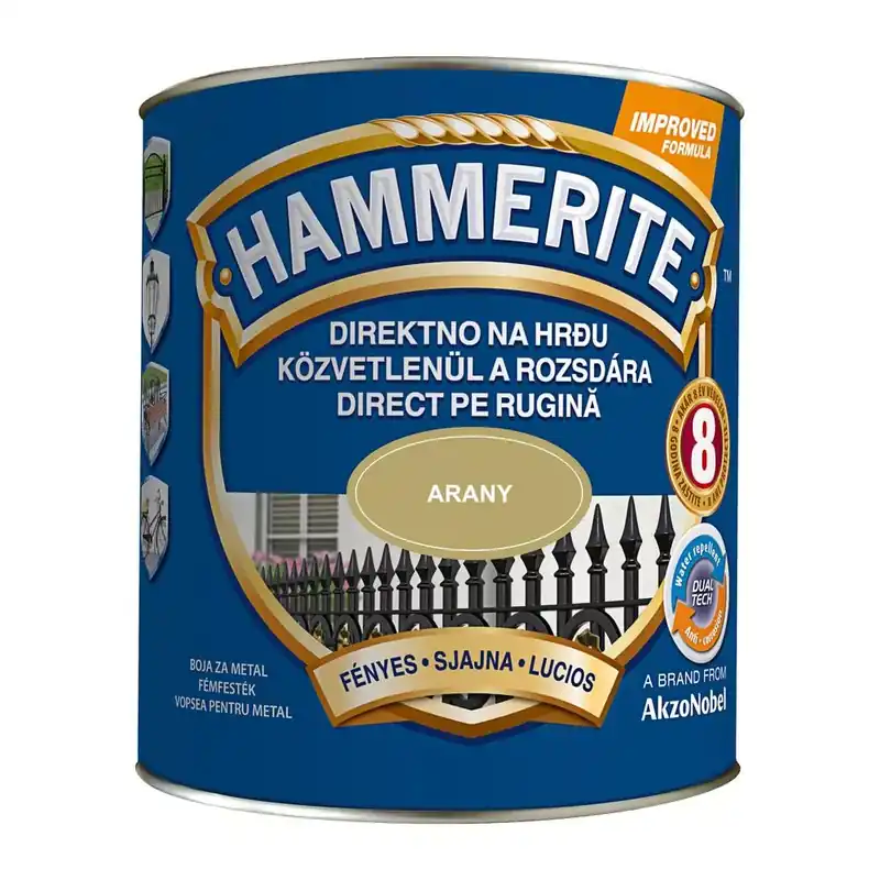 Népszerű Hammerite közvetlenül rozsdára festék arany fényes 2,5 l