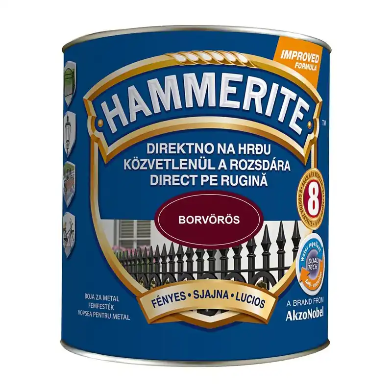 Gyors szállítás Hammerite közvetlenül rozsdára festék borvörös fényes 2,5 l