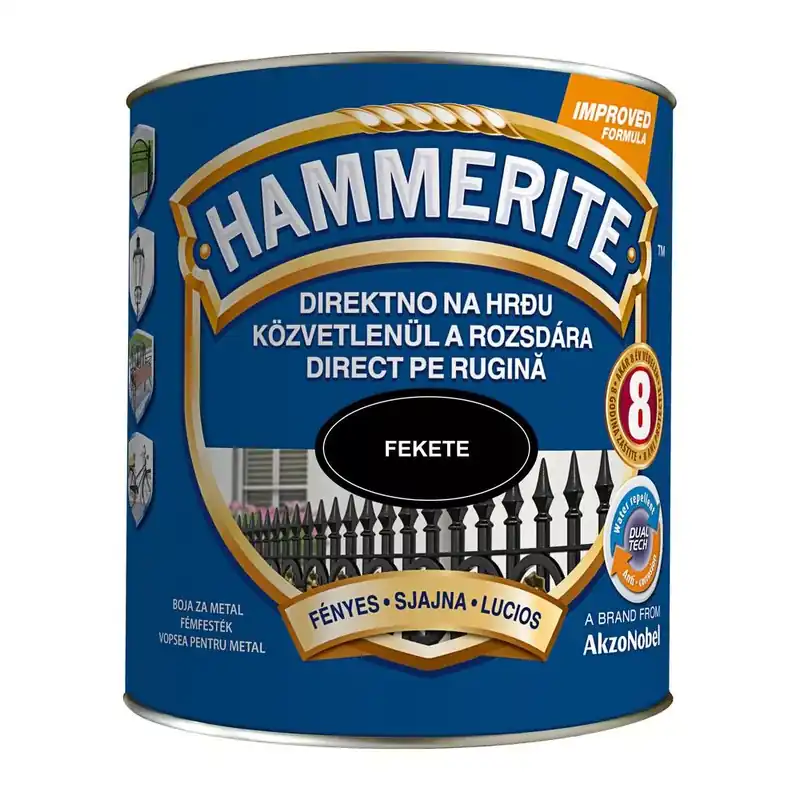 Hammerite közvetlenül rozsdára festék fekete fényes 2,5 l Kiárusítás