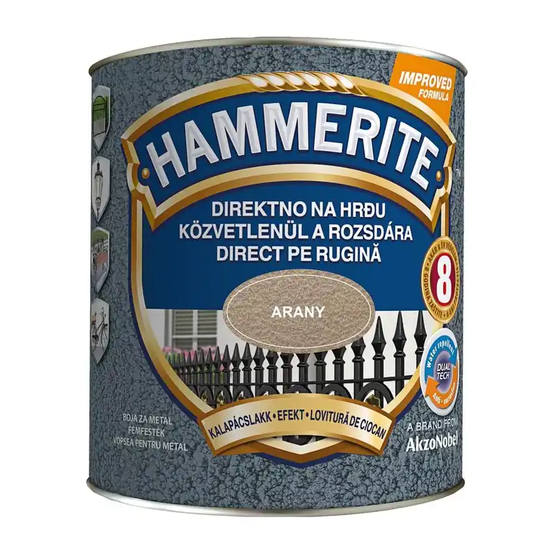 Exkluzív ajánlat Hammerite közvetlenül rozsdára festék arany kalapácslakk 2,5 l