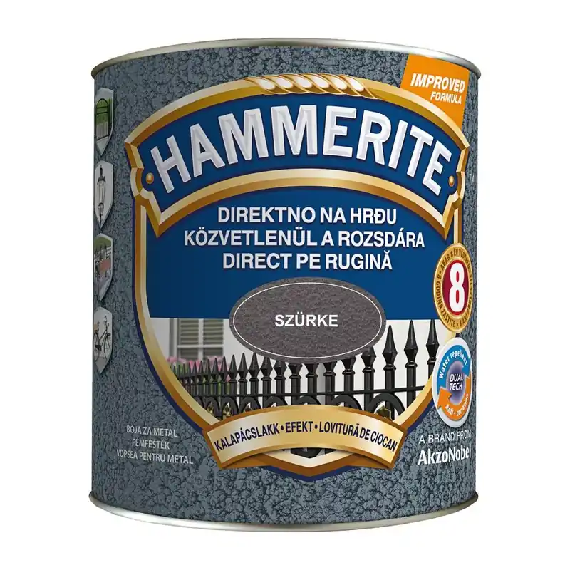 Kedvezményes ár Hammerite közvetlenül rozsdára festék szürke kalapácslakk 2,5 l