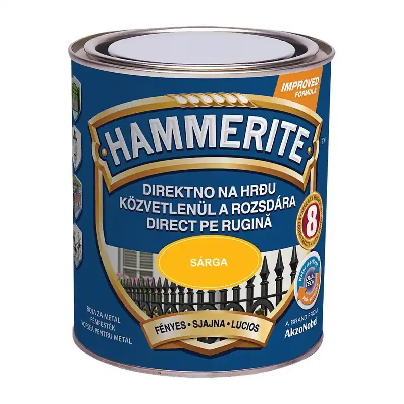 Ne maradj le Hammerite közvetlenül rozsdára festék sárga fényes 0,75 l