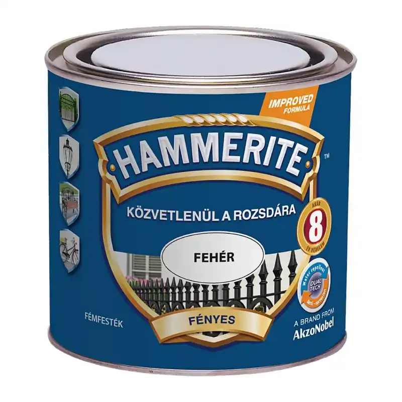 Biztonságos fizetés Hammerite közvetlenül rozsdára festék fehér fényes 0,25 l
