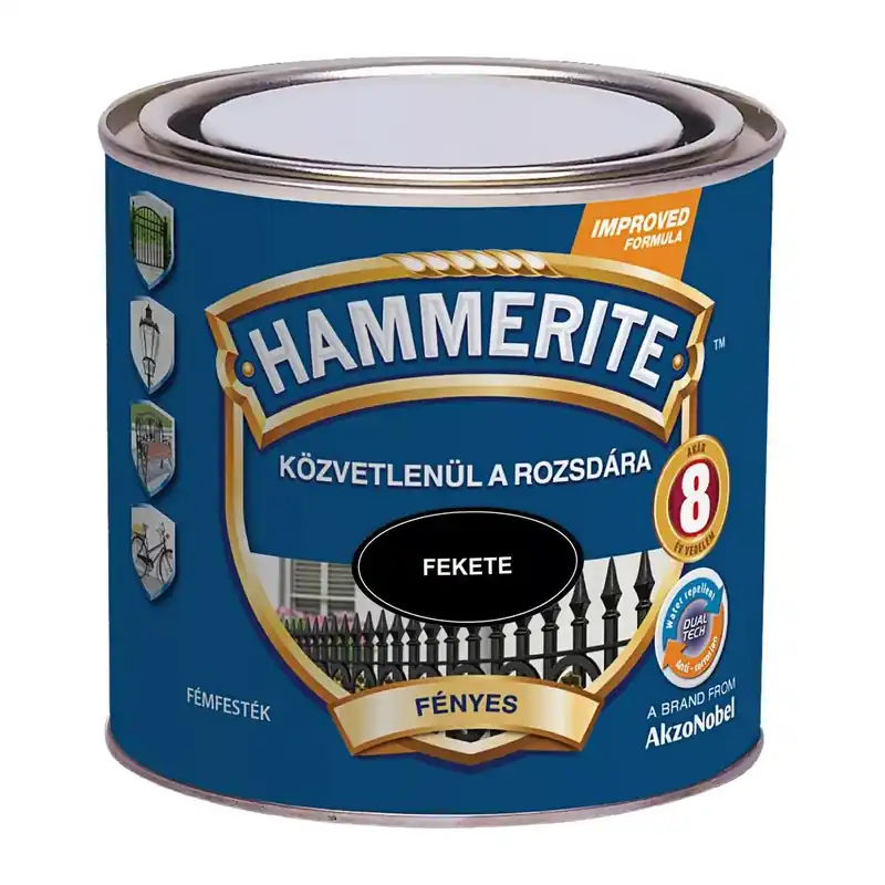 Hammerite közvetlenül rozsdára festék fekete fényes 0,25 l Olcsóbb