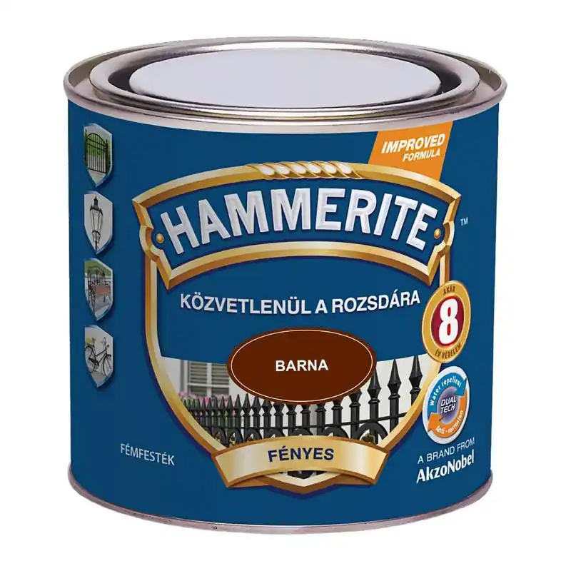 Hammerite közvetlenül rozsdára festék sötétbarna fényes 0,25 l Kedvezményes ár