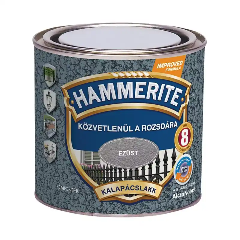 Hammerite közvetlenül rozsdára festék ezüst kalapácslakk 0,25 l Népszerű