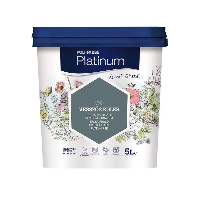 Kedvezményes ár Poli-Farbe Platinum vesszős köles 5l színes beltéri falfesték