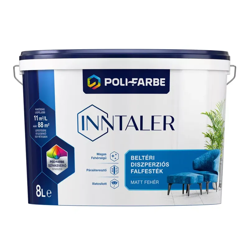 Kiárusítás Poli-Farbe Inntaler fehér 8 l beltéri diszperziós falfesték