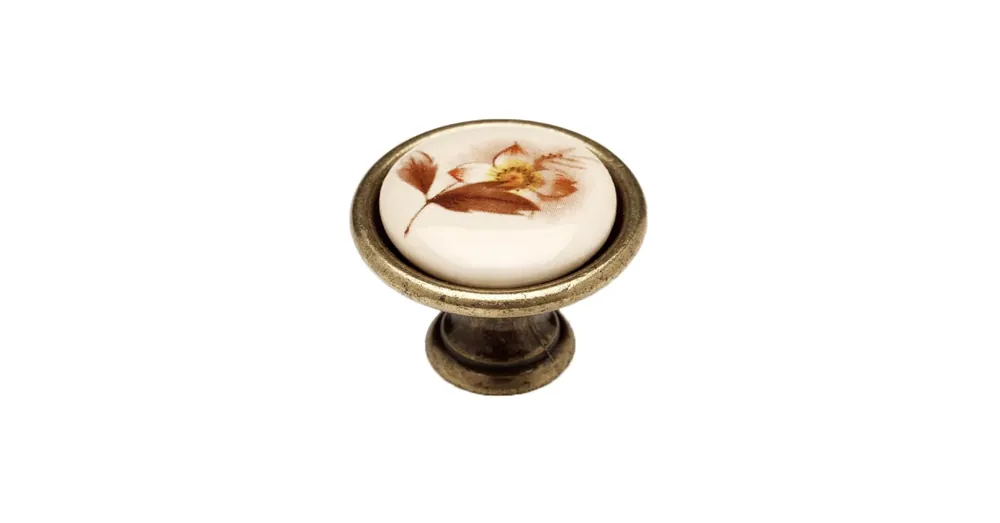 FOREST 10007550280 BÚTORGOMB FÉM-PORCELÁN D34mm P07.01.02.04 ANT-BR-BAR VIRÁG Akciós ár