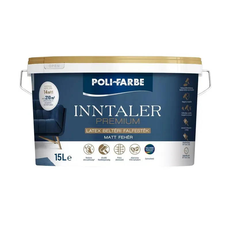Poli-Farbe Inntaler premium fehér 15 l latex beltéri falfesték Rendeld meg most