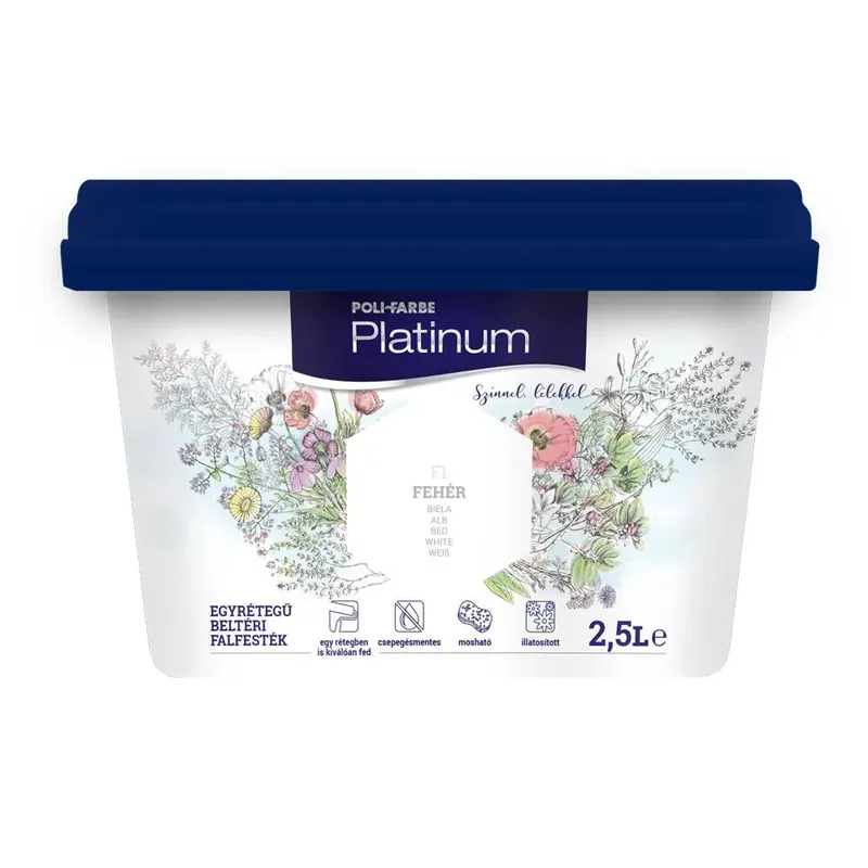 Poli-Farbe Platinum fehér beltéri falfesték választható kiszerelésben Legnépszerűbb