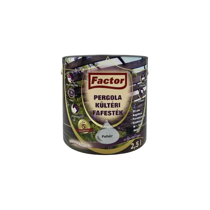 Factor Pergola kültéri fafesték fehér 2,5 l Expressz kézbesítés