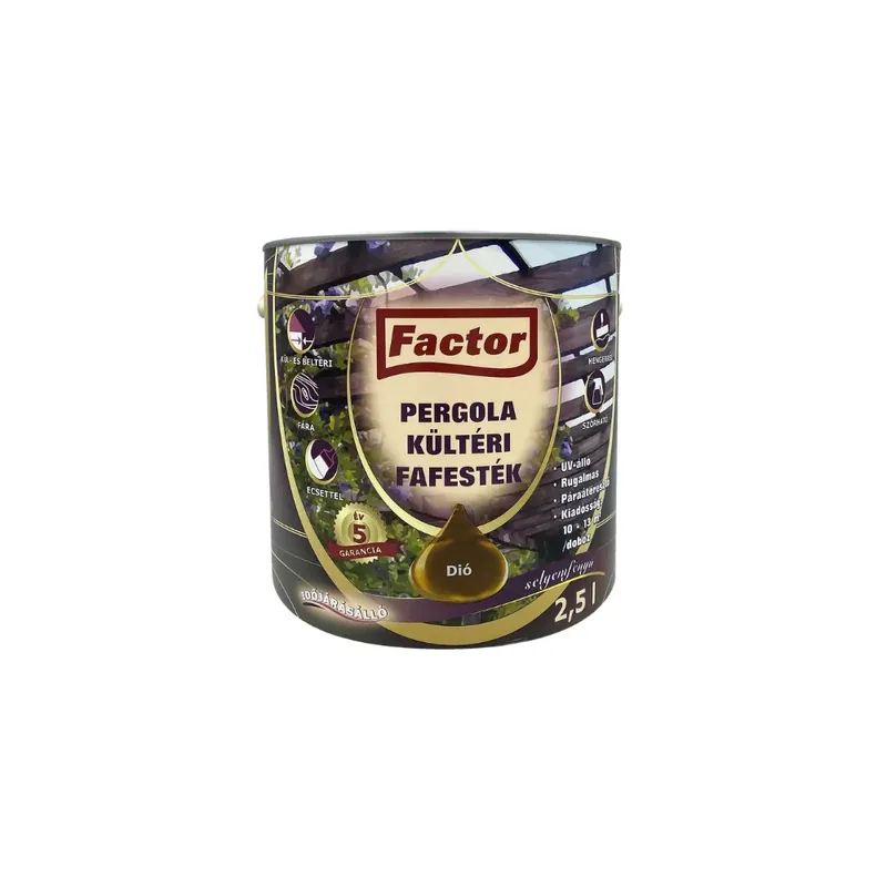 Factor Pergola kültéri fafesték dió 2,5 l Prémium
