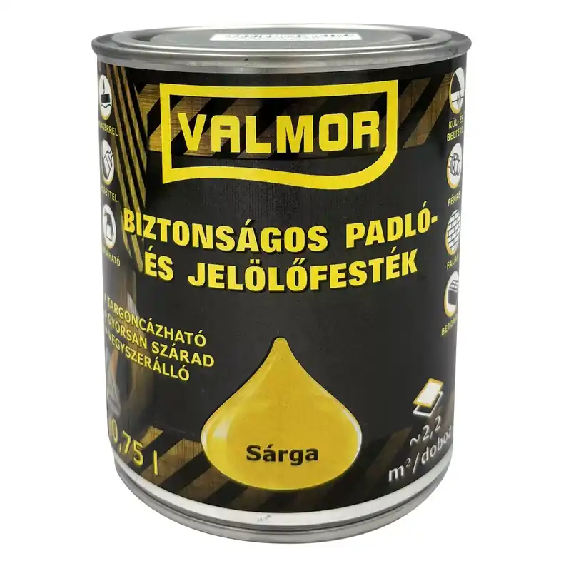 Valmor Biztonságos Padló- és Jelölő festék sárga 0,75 l Végkiárusítás