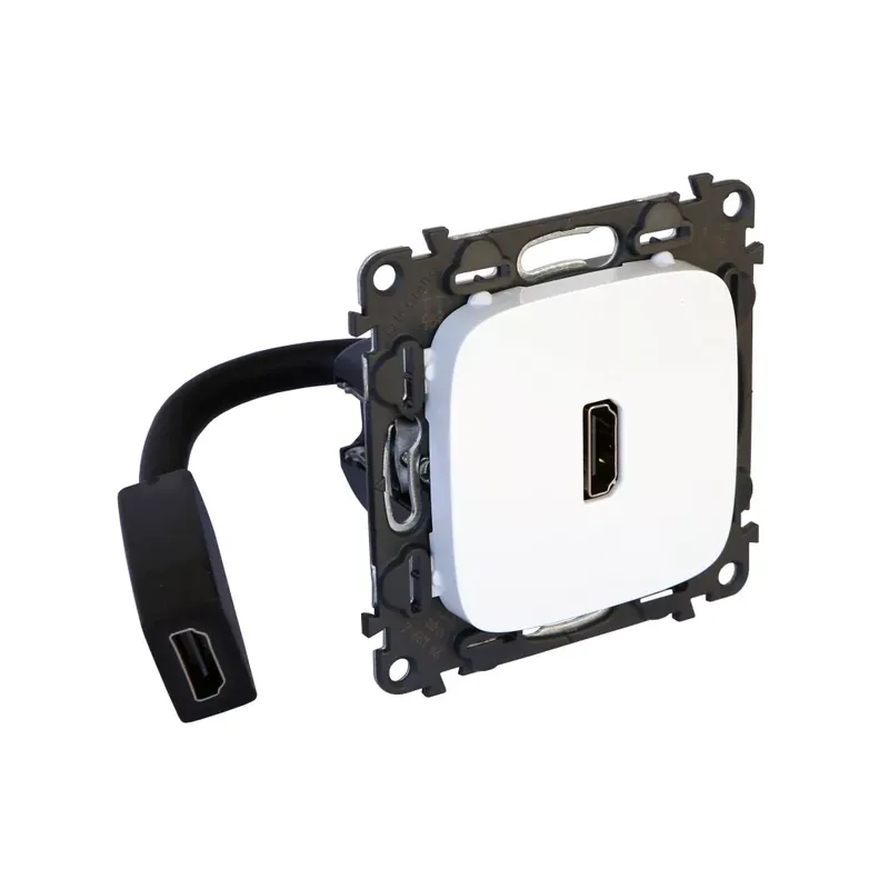 Legrand Valena Allure Elővezetékelt HDMI 1.4 típusú csatlakozóaljzat, 15 cm kábellel szállítva, Fehér (Legrand 755165) Exkluzív ajánlat