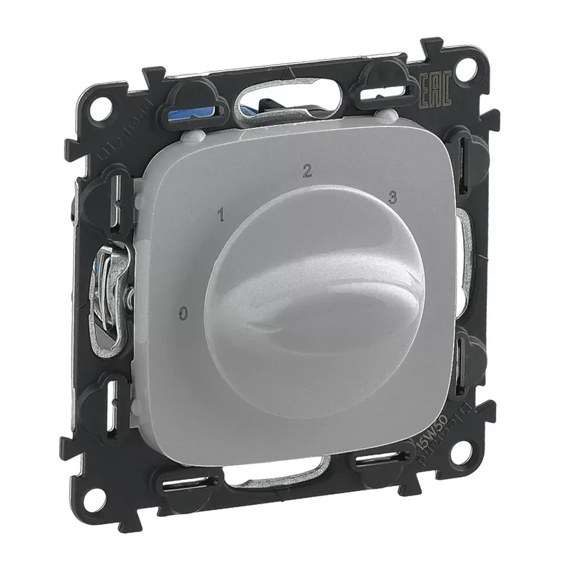 Legrand Valena Allure Ventilátor vezérlő (0-1-2-3 állású), burkolattal, Alumínium (Legrand 755177) Azonnal elérhető
