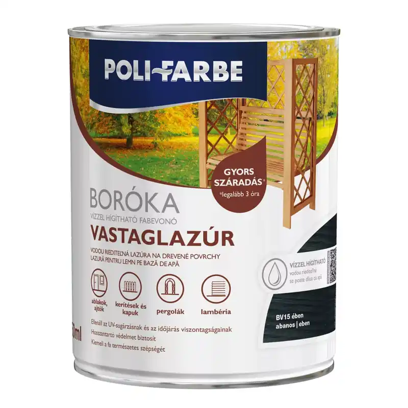 Bestseller Poli-Farbe Boróka ében 0,75 l vizes bázisú lazúrfesték