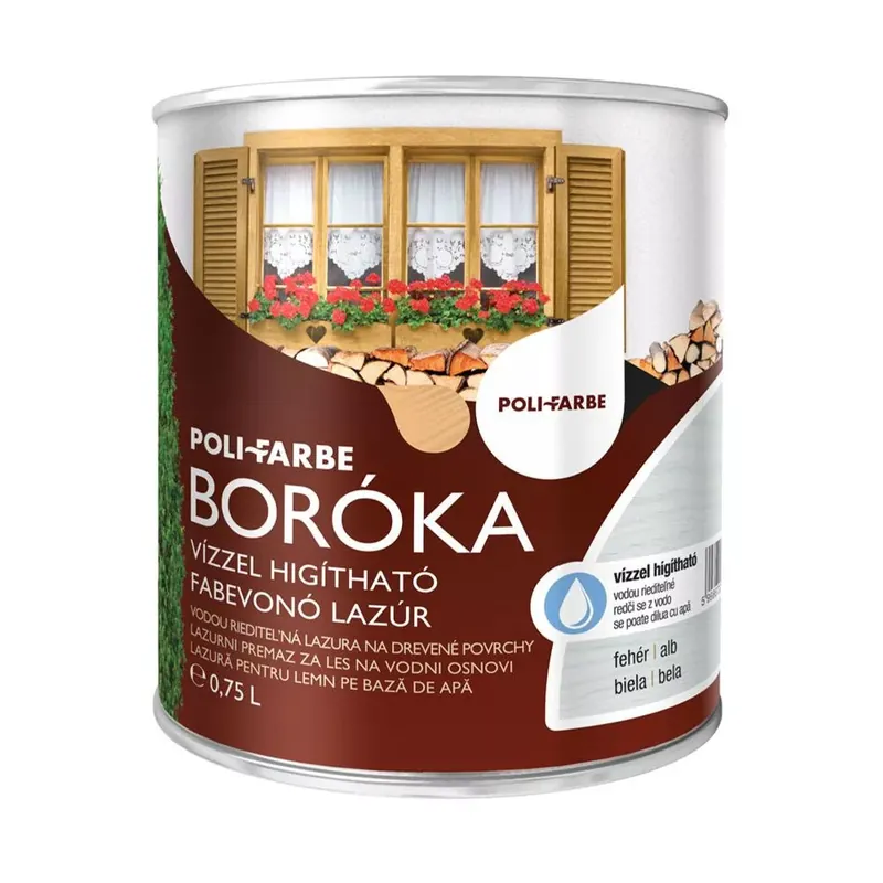 Poli-Farbe Boróka fehér 0,75 l vizes bázisú lazúrfesték Legnépszerűbb