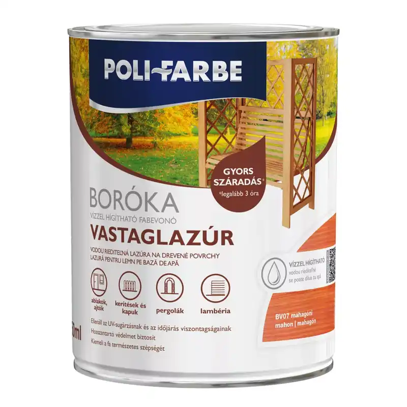 Poli-Farbe Boróka mahagóni 0,75 l vizes bázisú lazúrfesték Korlátozott ajánlat