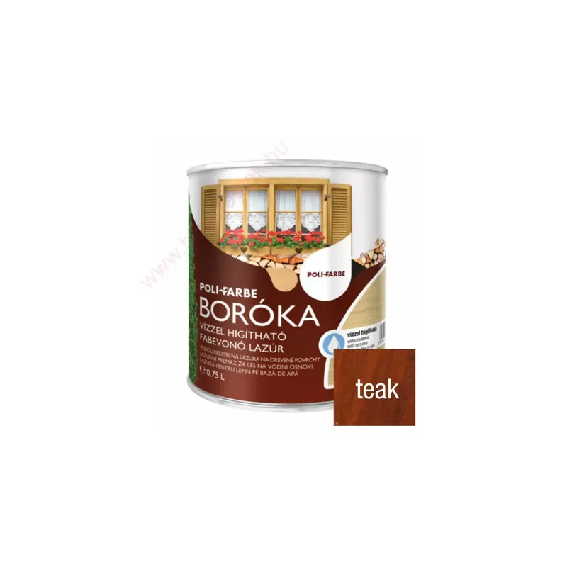 Különleges ajánlat Poli-Farbe Boróka teak 2,5 l vizes bázisú lazúrfesték