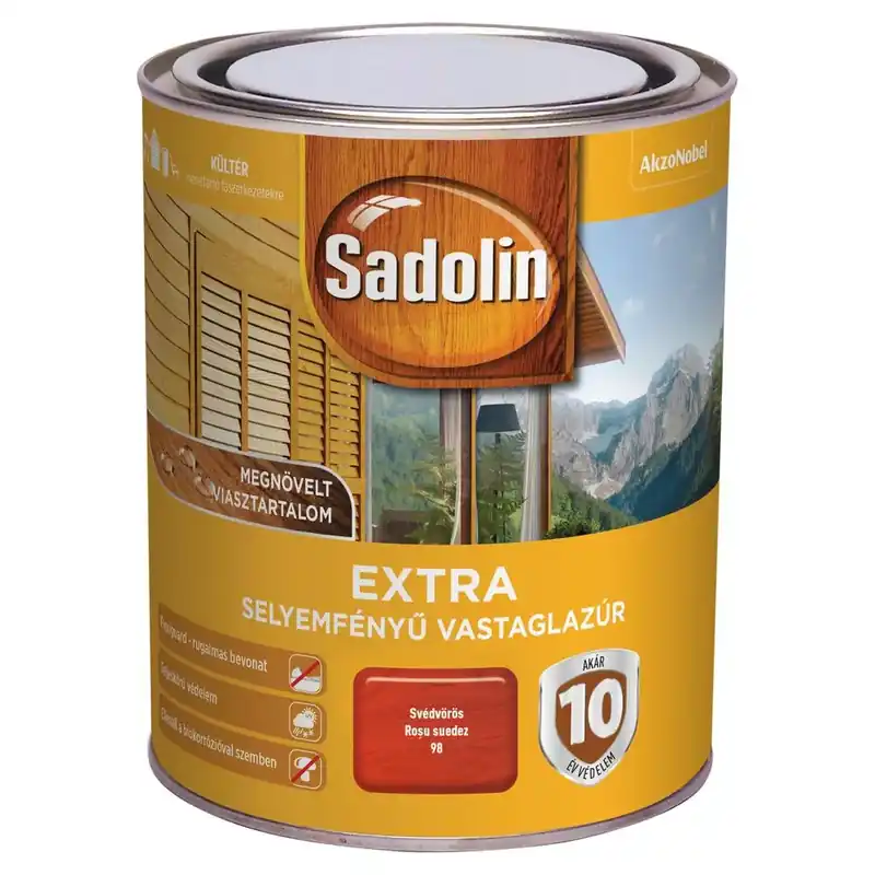 Sadolin Extra svédvörös 0,75 l selyemfényű vastaglazúr Prémium
