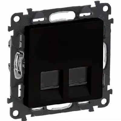 Biztonságos vásárlás Legrand Valena Life 2xRJ45 Cat. 6 UTP csatlakozóaljzat mechanizmus burkolattal, fekete (Legrand 756343)