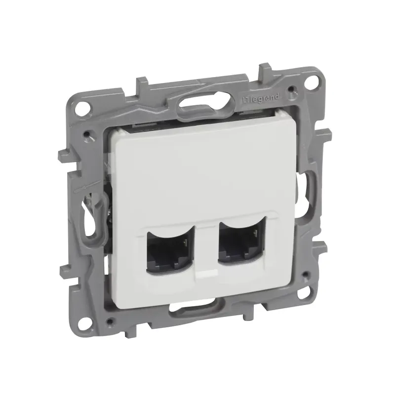 Végkiárusítás Legrand Niloé 2xRJ45 Cat.6 FTP körmös aljzat, fehér (Legrand 764578)