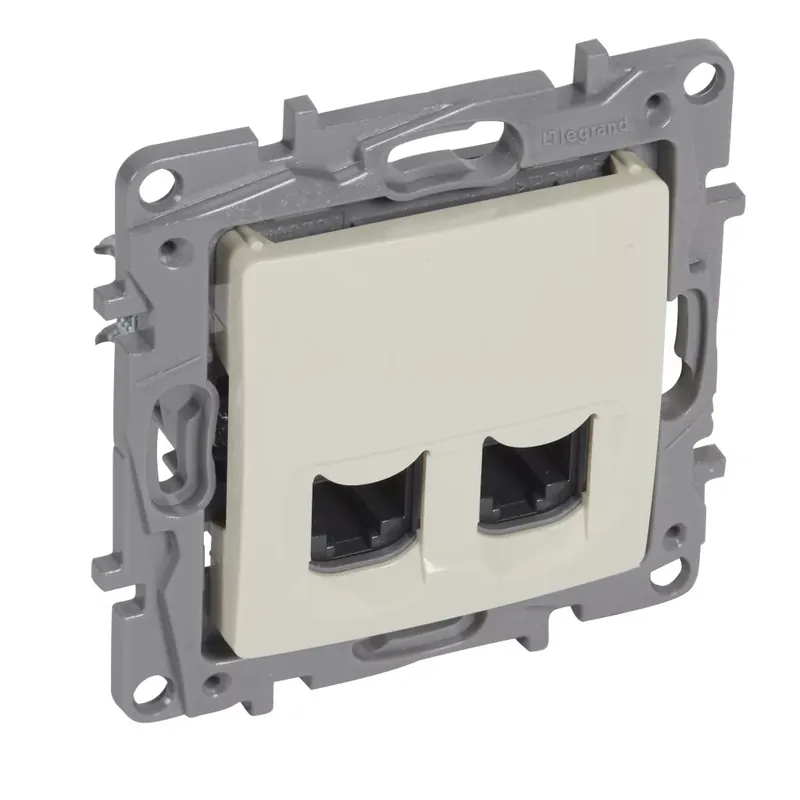 Legrand Niloé 2xRJ45 Cat.6 UTP csatlakozóaljzat, bézs (Legrand 764674) Expressz szállítás
