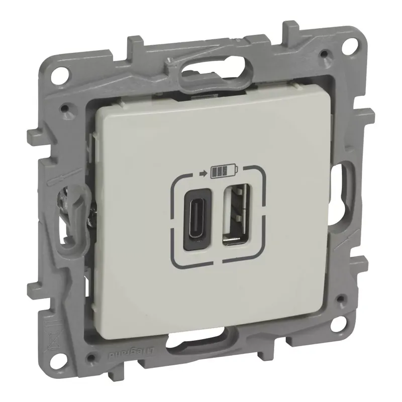 Legrand Niloé kettős USB-A+C töltőaljzat - 3 A - 15 W, bézs (Legrand 764697) Rendeld meg most