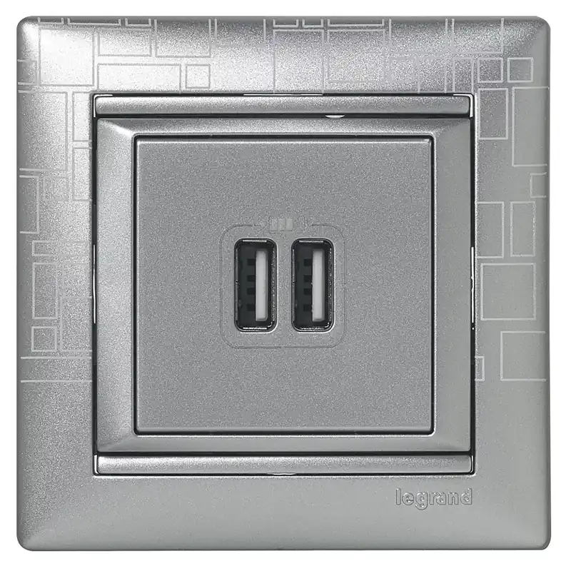 Biztonságos vásárlás Legrand Valena 2xUSB töltő aljzat, 1500 mA, alumínium (Legrand 770270)