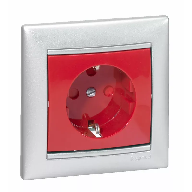 Legrand Valena 2P+F csatlakozóaljzat reteszelt, piros betéttárcsával (Legrand 774327) Árcsökkenés
