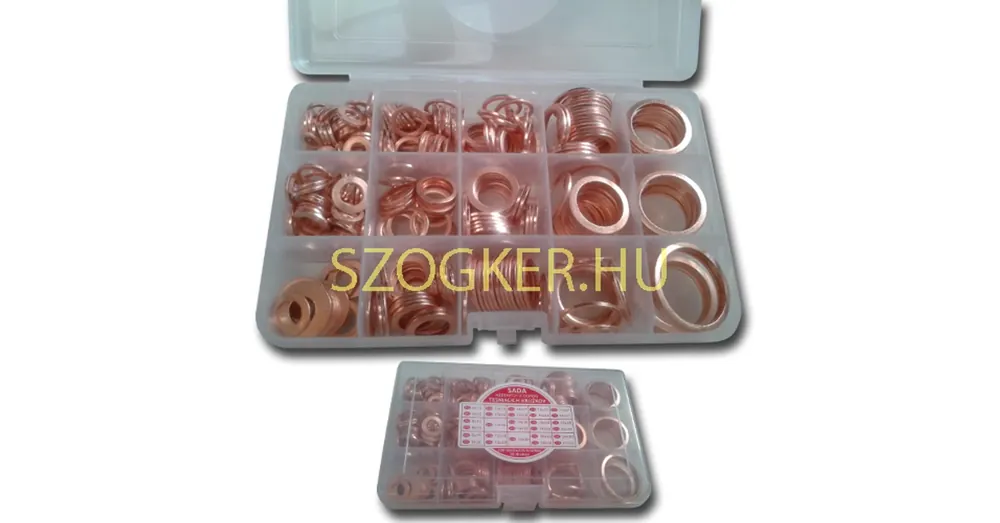 TÖMÍTŐ ALÁTÉT KLT.6*10-27*32 DIN 7603 VÖRÖSRÉZ MŰANYAGDOBOZ IMPORT 330DB Biztonságos fizetés